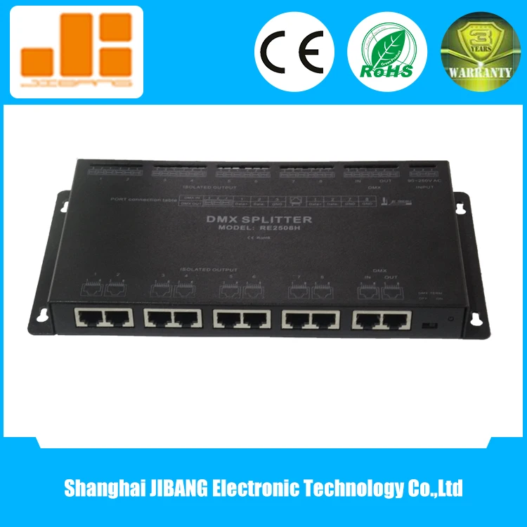 JIBANG 8CH DMXエクステンダーAC100-240V入力LED照明DMX512信号