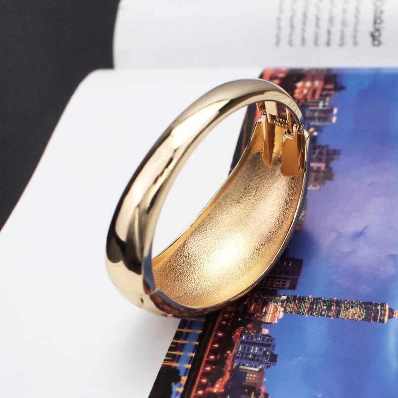 Punk Rough Surface Alloy Big Bangles Bracelets Trend Gold Plated Statement Hand Cuff Indian Jewelry Wholesale