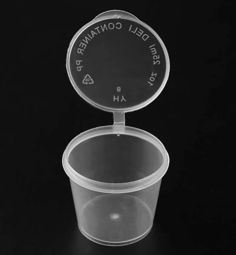 Plastic 1oz Sauce Container with Hinged Lids SC1 25ml