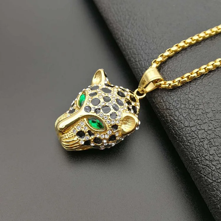 Wholesale Gold Plating Green Eye Black Panther Pendant Necklace - Buy ...