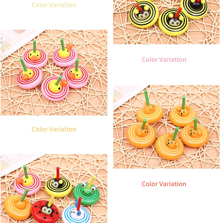 Забавная красочная игрушка бейблэйд, мультяшный многоцветный Деревянный спиннинг