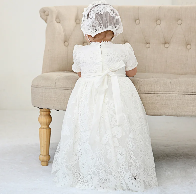 Для маленьких девочек, белое крестильное платье Бутик детское платье на крестины; Крестильное платье белое платье