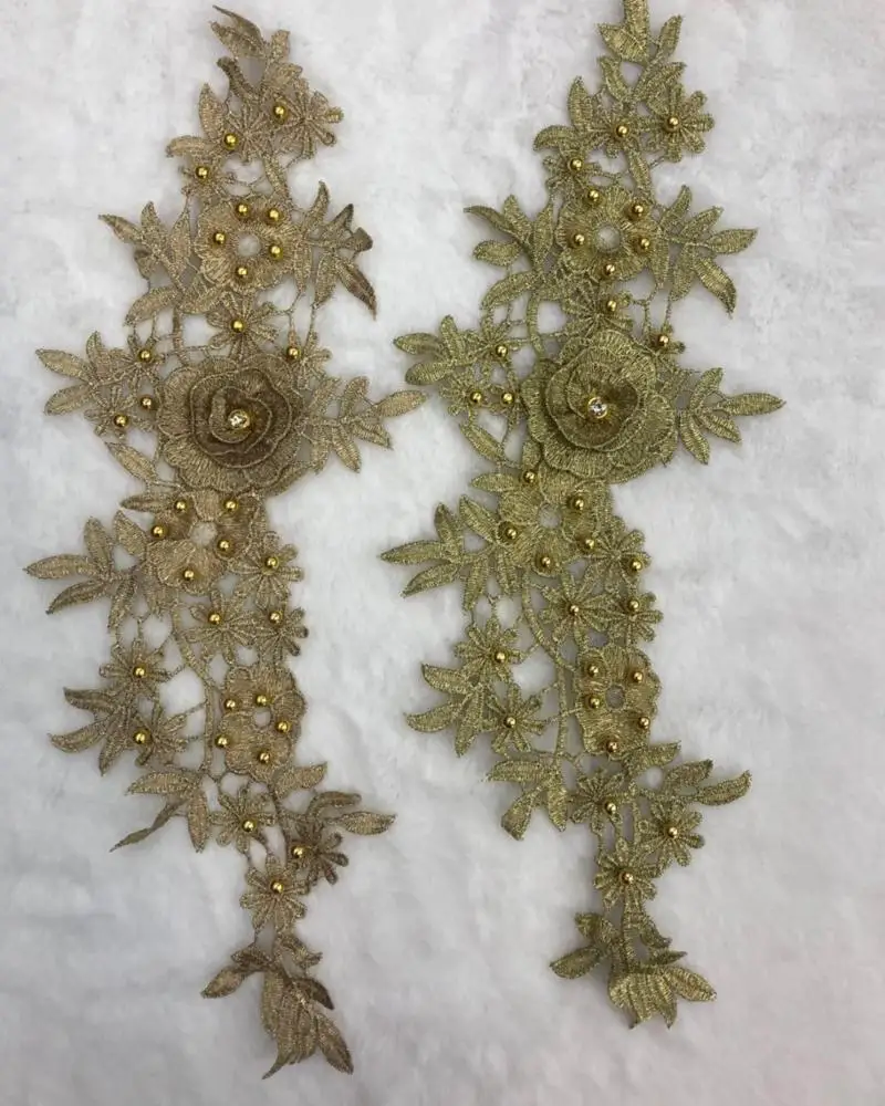 gold applique/ tan colored lace applique/