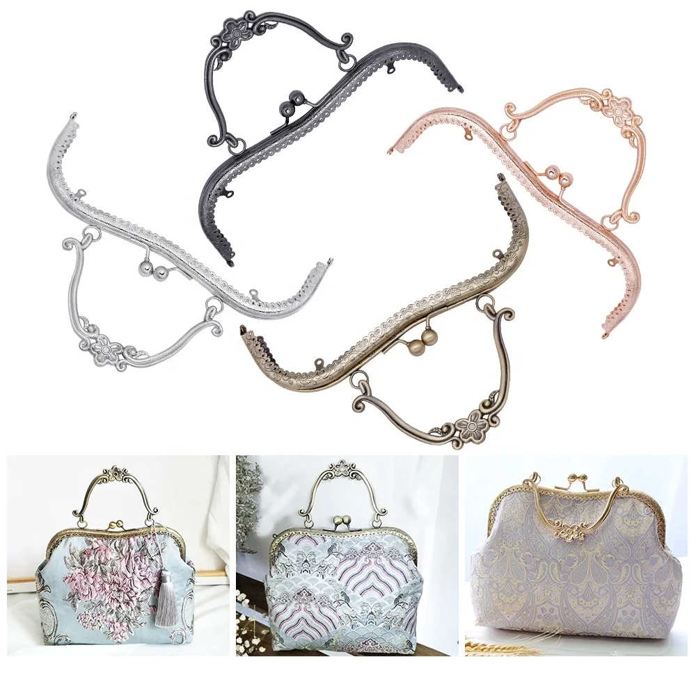Bolsa De Metal Silver Kiss Clasp Lock Com Moldura Retrô Em R | MercadoLivre