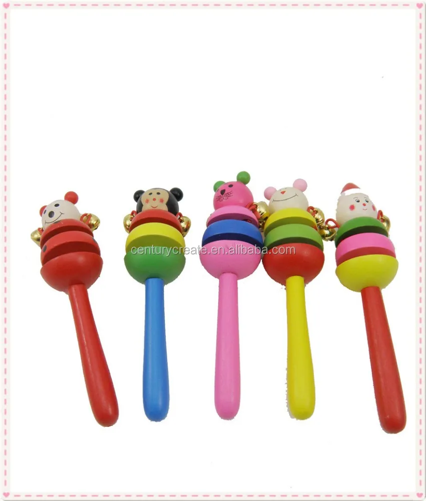 Wooden Musical Baby Wrist Rattles Toy with Hand Rattles Features