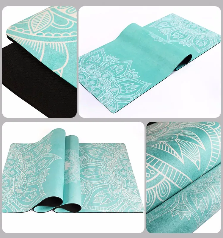 Portable Suede Pilates Exercise  Print Eco Friendly Travel Custom Package Customize 5mm Yoga Mat