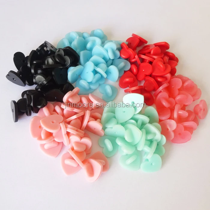 Mixed Color Heart Shape Rubber Backs for Enamel Lapel Pins Clasp Backings