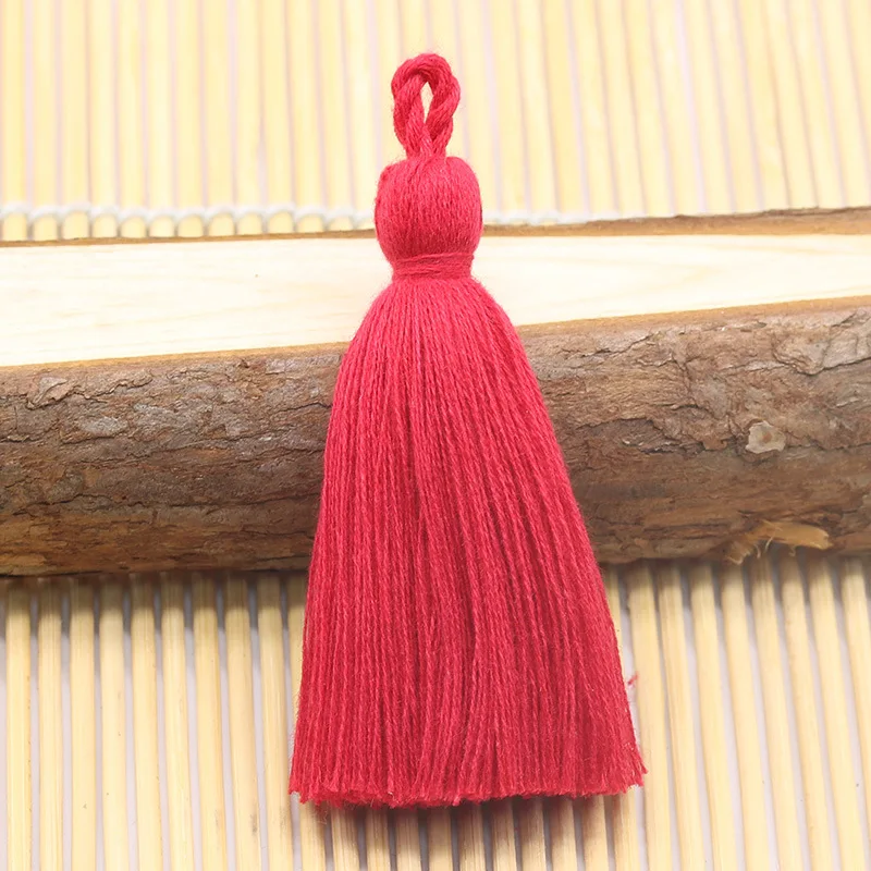 Imitation cotton tassels 26-30 mm Red x10 - Perles & Co