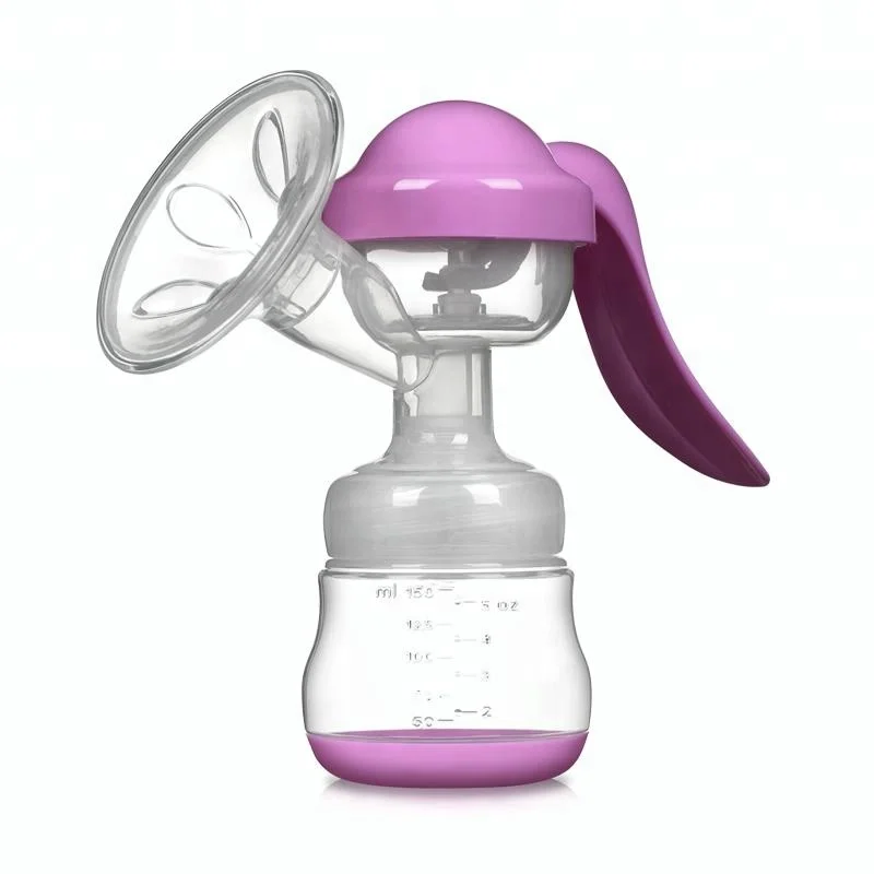 Portable oem manual suck breast milk pump with feeding bottle,breast feeding
