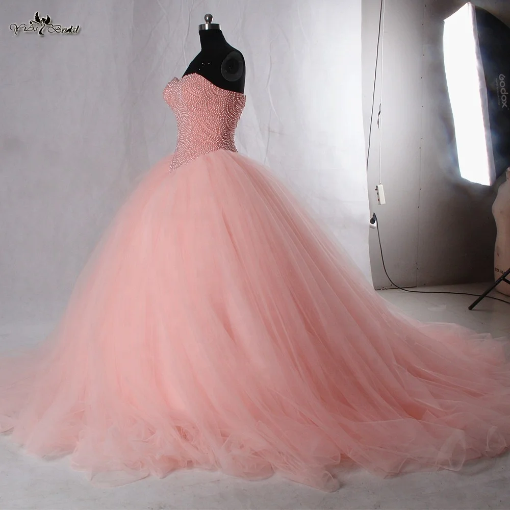 Wholesale RSW942 Puff Skirt Tulle Princess Dresses Ball Gown Coral Pink  Wedding Dress From 