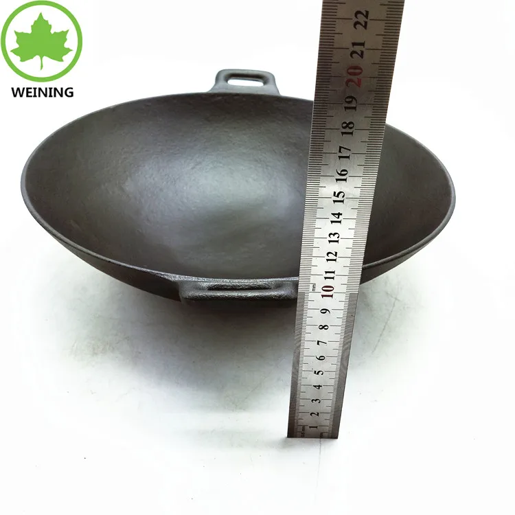 Asian Traditional Cookware Cast Iron Japanese Wok Korean Wok With Double Handles