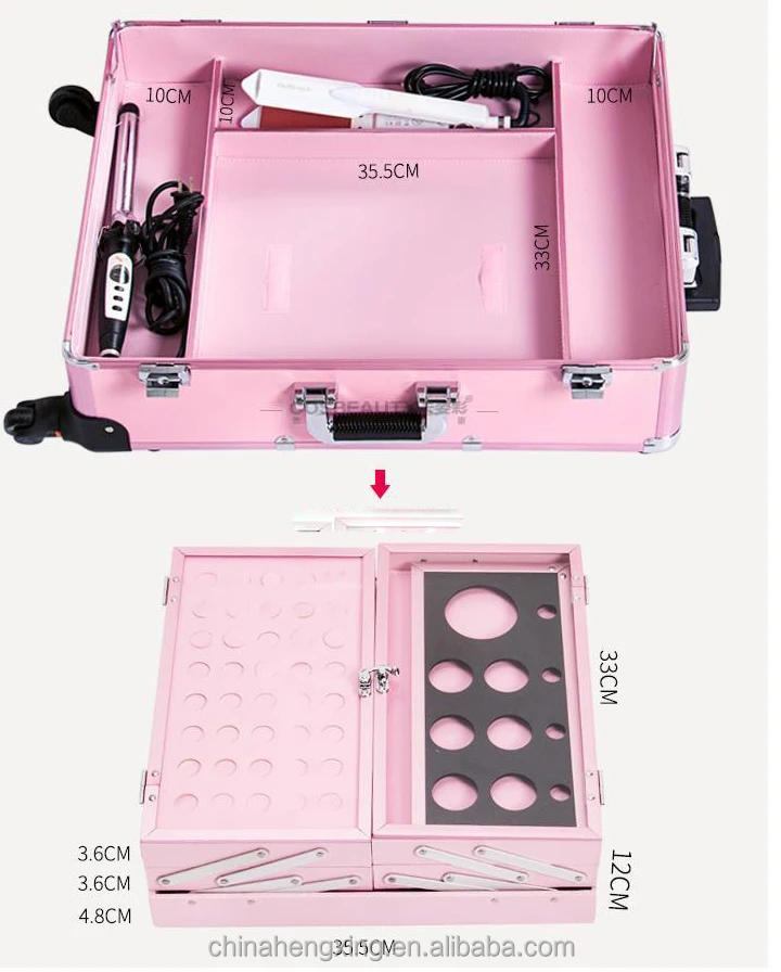 Multi-functional Professional Makeup Studio Suitcase Beauty Salon Led Lights Mirror Cosmetic Cases with Retractable Legs