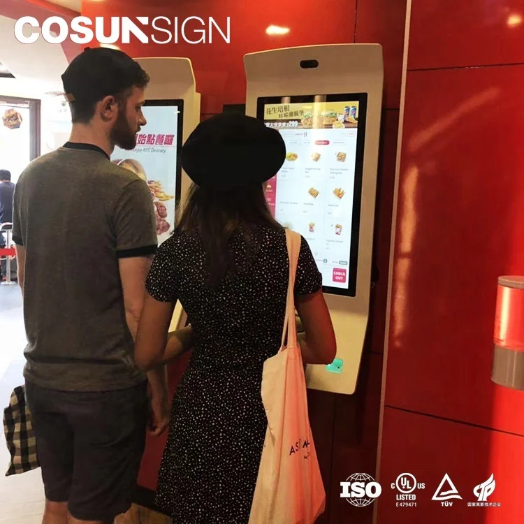 Self-Service Order Kiosk QR Code Scanner Printer 18.5 32 Inch Touch Payment Kiosk for Restaurants Floor Standing