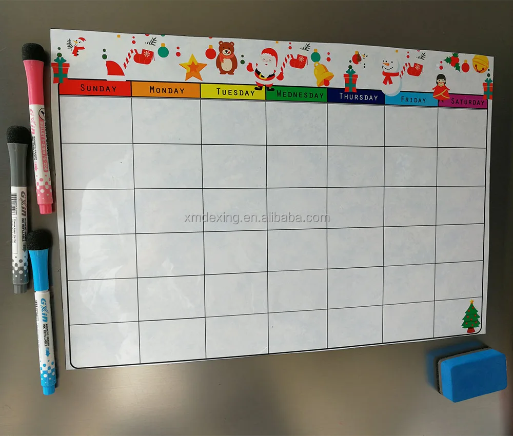 Dry Erase Monthly Magnet Calendar Set, Magnetic Calendar Holder For Kitchen Refrigerator