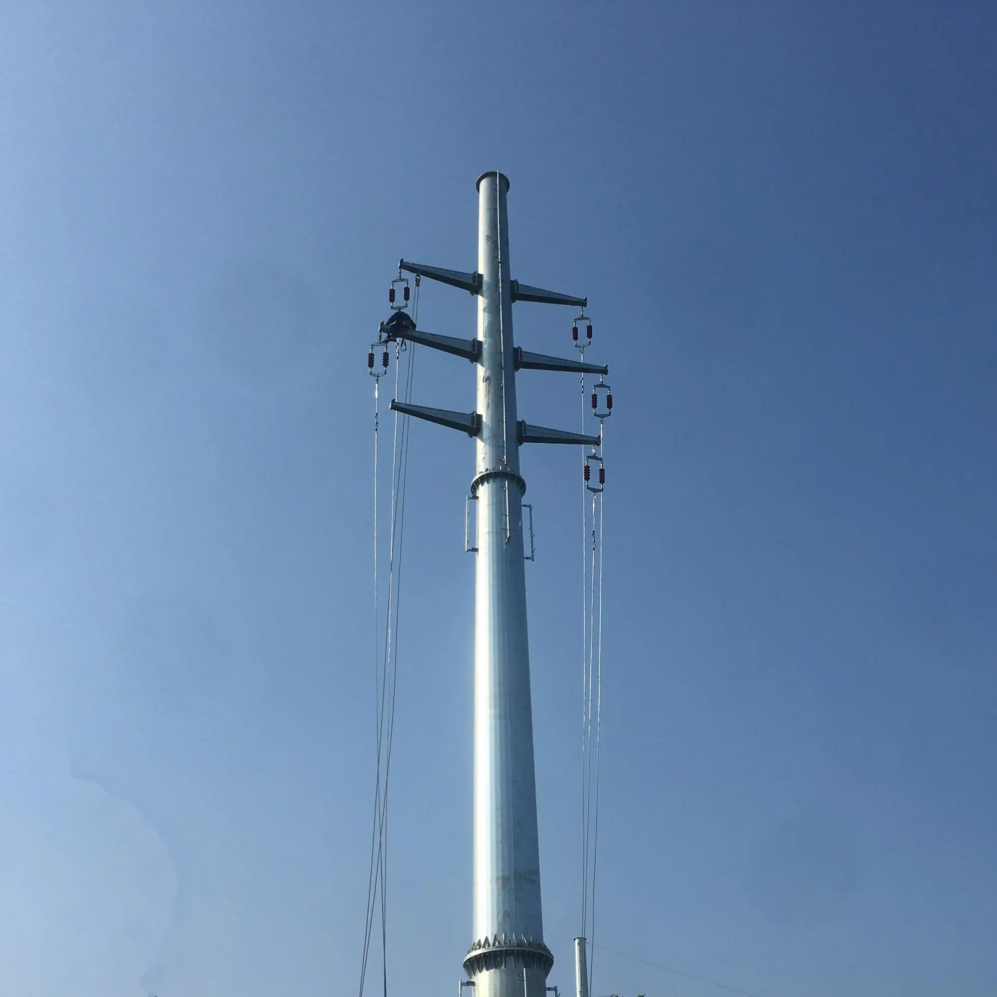 110KV Electrical Power Transmission Line Galvanized Steel Utility Pole
