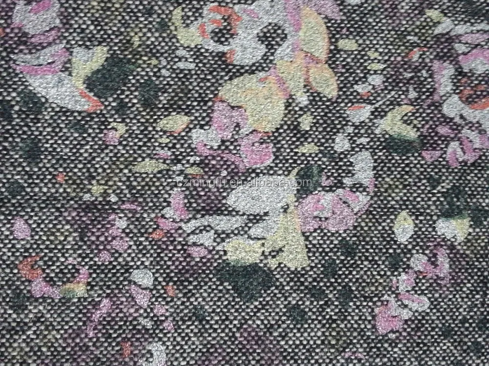 
Вареная ткань из 100% шерсти мериноса с цветным цветочным принтом для зимних пальто 
