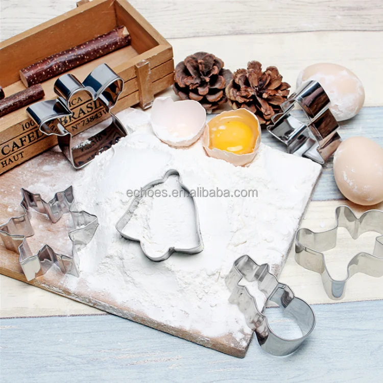 6 Piece Christmas Tree Snowman Cookie Cutters Set Stainless Steel Biscuit Cookies Molds For Kids