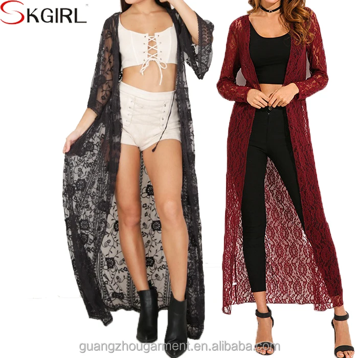 cardigan de renda longo