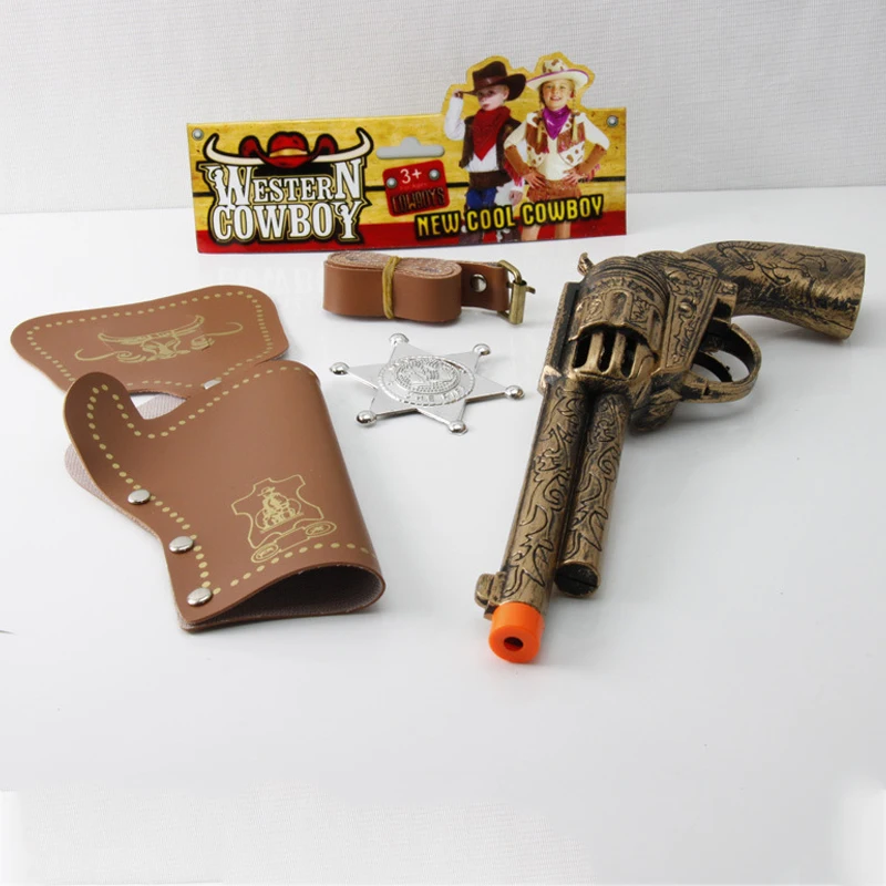 Pack dos pistolas de plástico de 25 cm para disfraz de cowboy