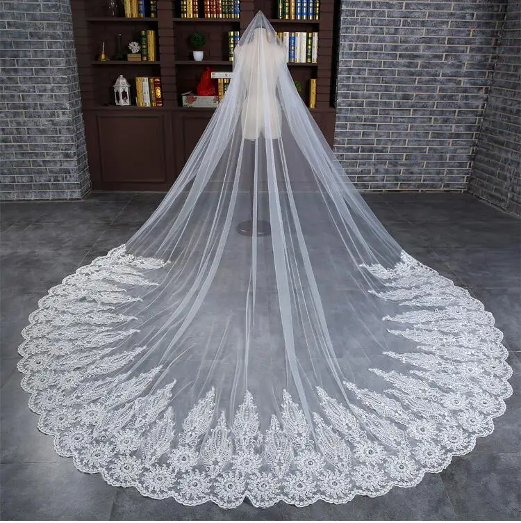 Velo da sposa in Tulle morbido con coda lunga da metri di lusso