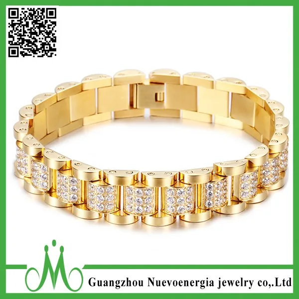 Moda De Oro Macizo De Acero Inoxidable Pulsera Cadena Y Cz Pulsera Para  Hombre De Miami Cuba De La Mano Cadena - Buy Oro Cadena De Acero Inoxidable  Cz Pulsera Product on