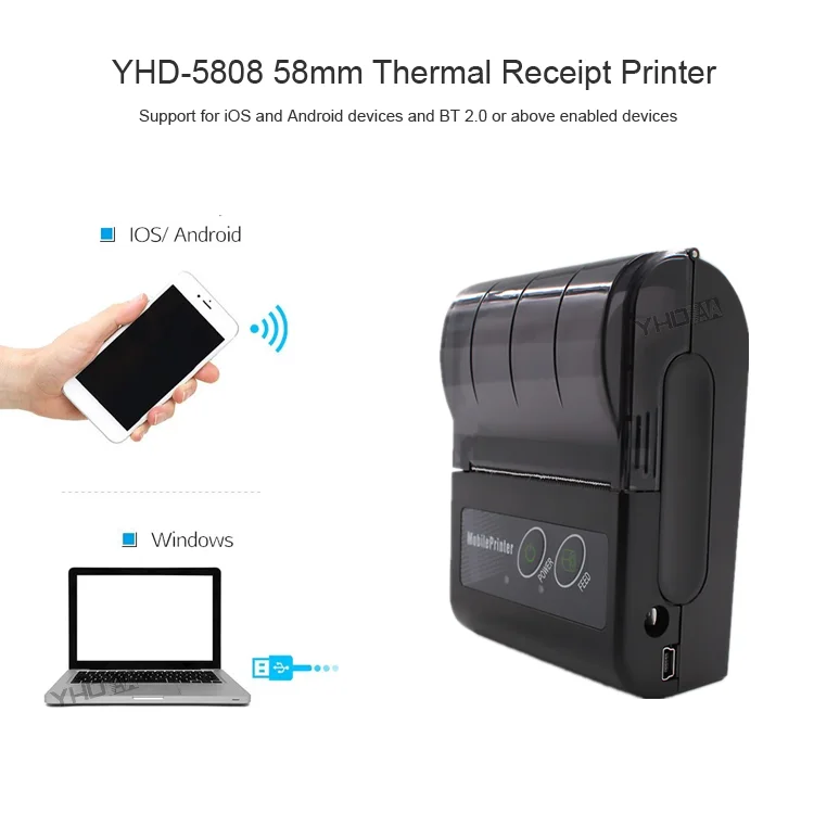 Smart Phone Printer 58mm BT Mobile Thermal Printer Receipt Print Connect to Android and IOS