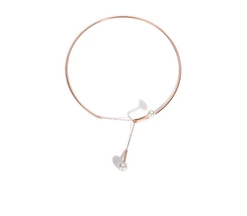 925 sterling silver gold plated short necklace women harakami short hard necklet Korean fashion Pearl Necklace neck jewelry
