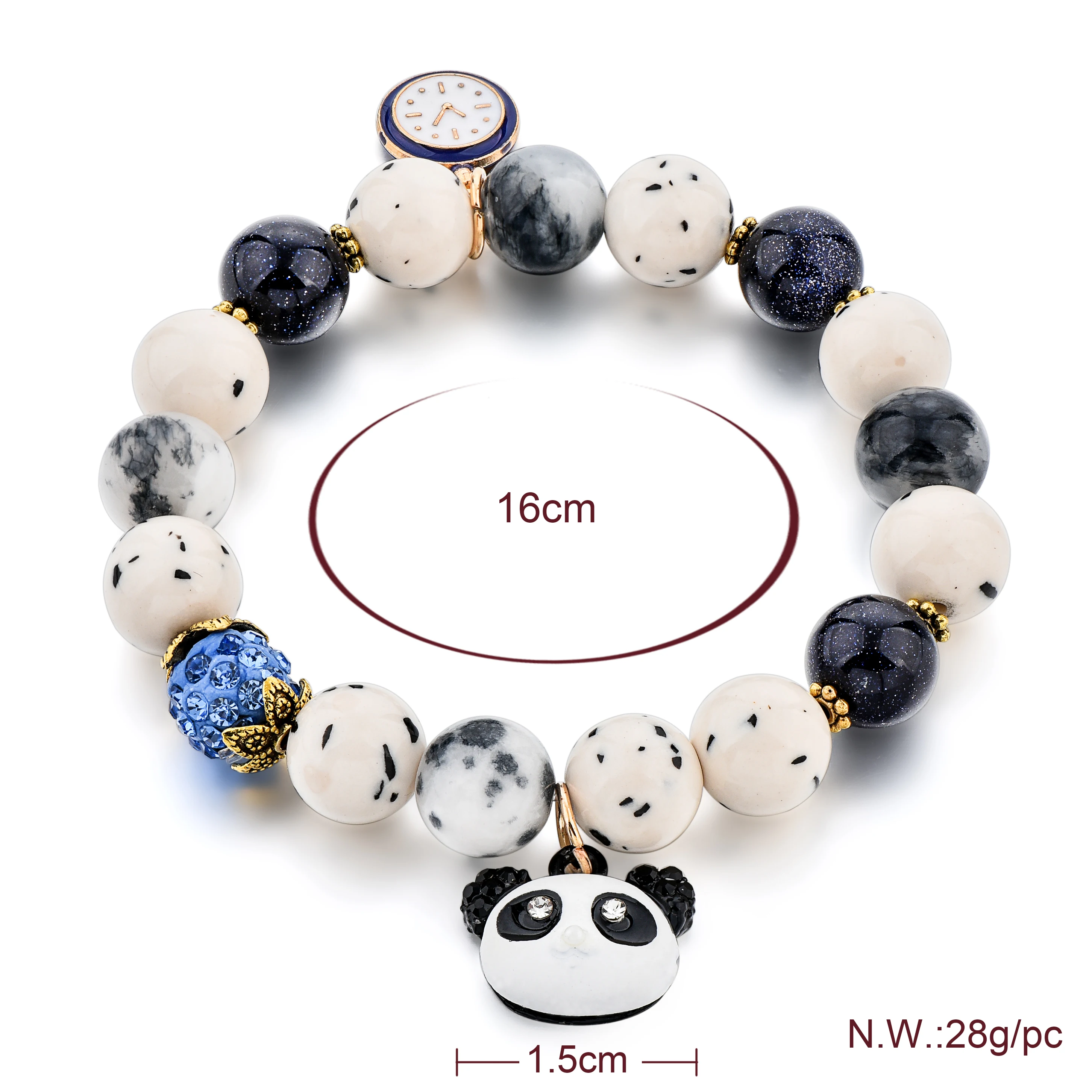 Amazon.com: Linpeng Panda Beads Stretch Bracelet & Earrings Set,  Black/White : Clothing, Shoes & Jewelry