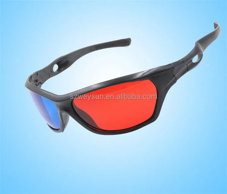 Rojo azul de plástico gafas 3d enmarcado 3d dimensional