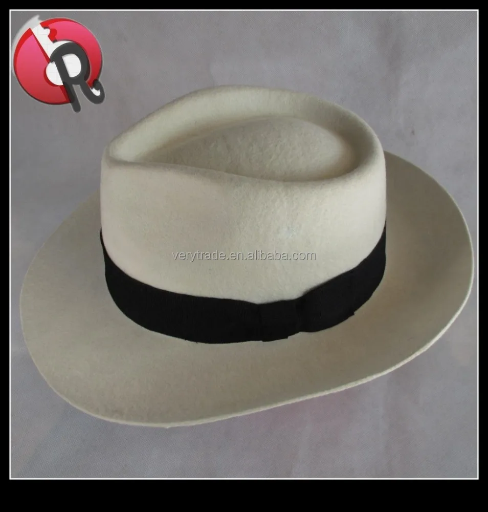 Wholesale MICHAEL JACKSON MJ White Fedora Wool Hat Cap Costume hat