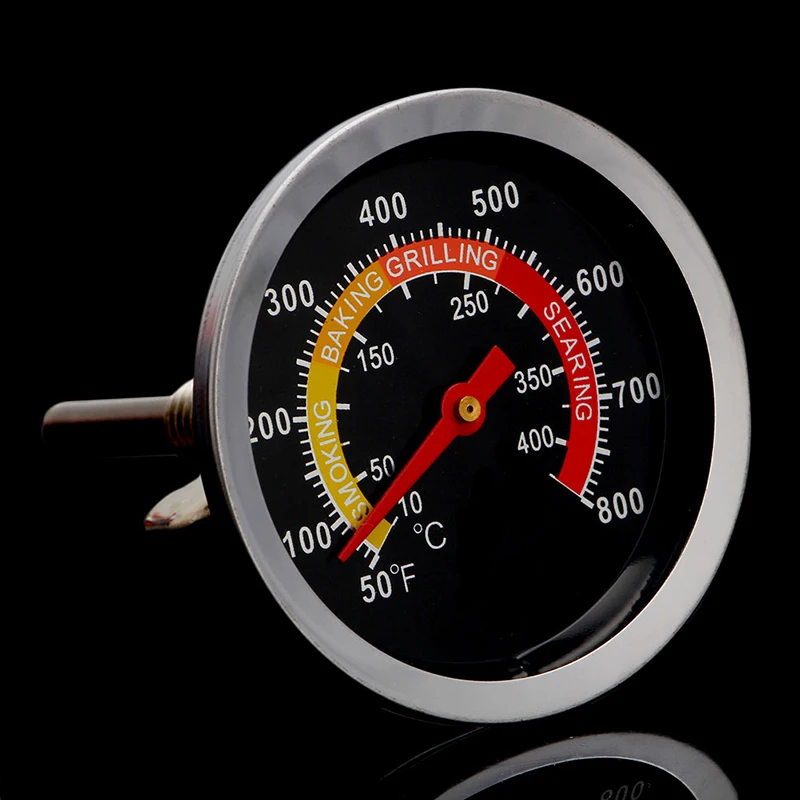 Edelstahl BBQ Smoker Grill Thermometer – Bimetall, 52 Mm Zifferblatt, Mit Flügelmutter, Für Grill & Smoker