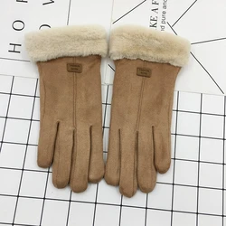 GL60 Female Black Dress Winter Real Leather Warm Driving Gloves Women