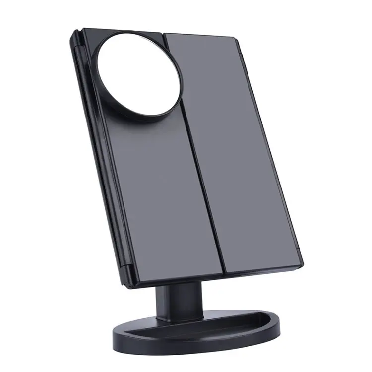 High Quality Personalized LED Light Vanity Mirror Square Trifold 1X2X3X10X Magnifying Makeup Mirror for Cosmetics