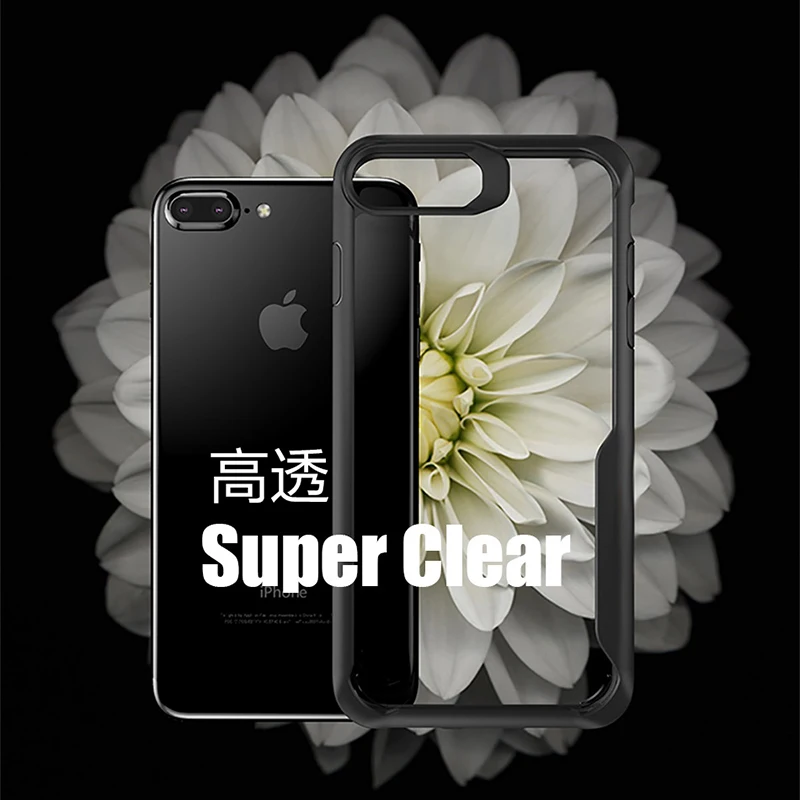 Clear Phone Back Cover for iPhone 6 6S 7 8 Plus Case Ultrathin Shockproof Hybrid TPU PC Wholesale