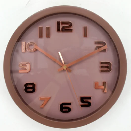2018 Latest Design Red Frame Gold 3D Number Small Round Wall Clock