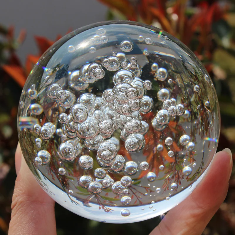 Clear Glass Bubble Ball Decor - Fengshui Crystal Sphere