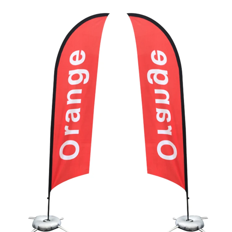 Outdoor Advertising Double Sides Optional Teardrop Shape Beach Flag