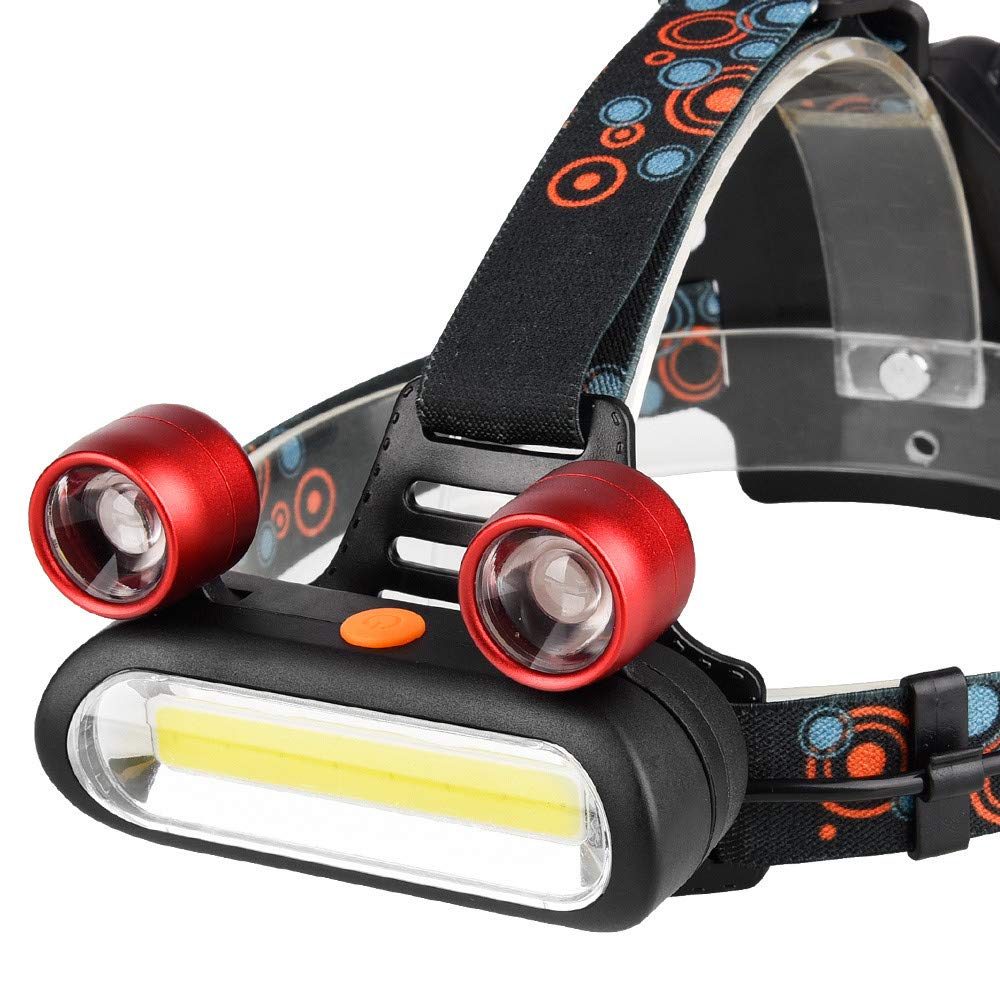 Светодиодный налобный фонарь PANYUE COB + 2XPE, водонепроницаемый Головной фонарь с 4 режимами, уличный фонарь для кемпинга, ночной рыбалки