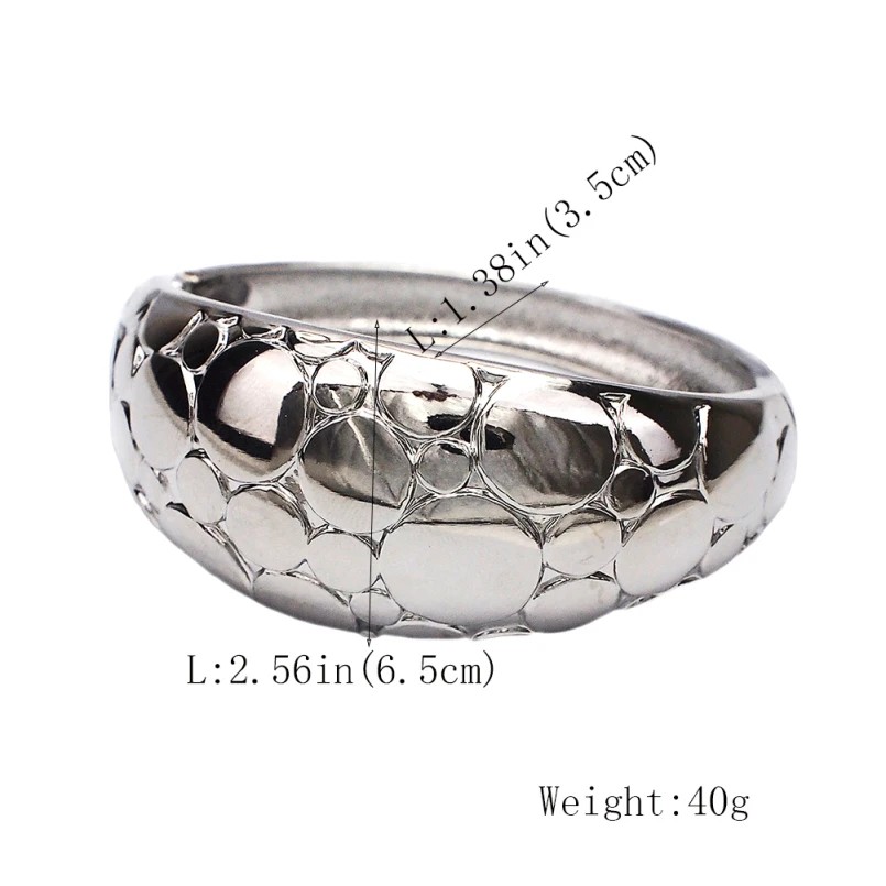 Punk Rough Surface Alloy Big Bangles Bracelets Trend Gold Plated Statement Hand Cuff Indian Jewelry Wholesale