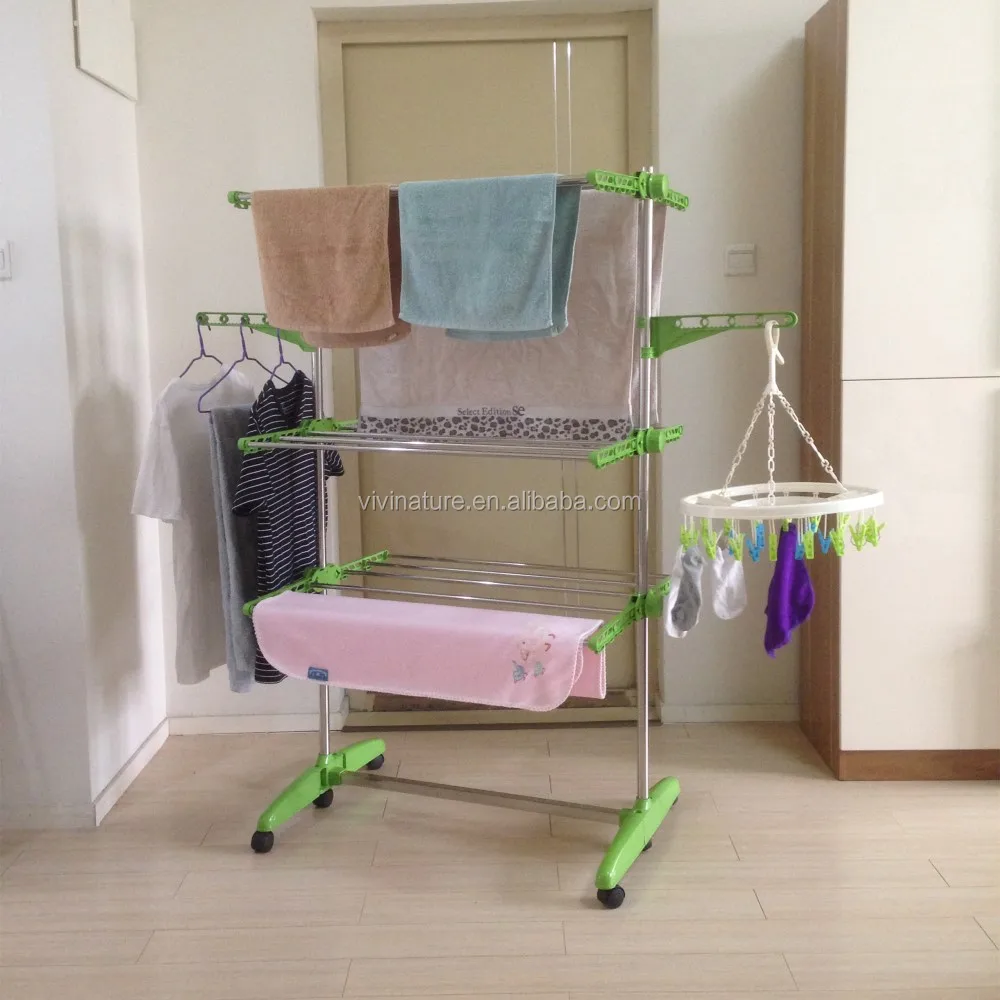 Heavy Duty Cloth Drying Rack Foldable Laundry Clothes Folding Hanger Indoor