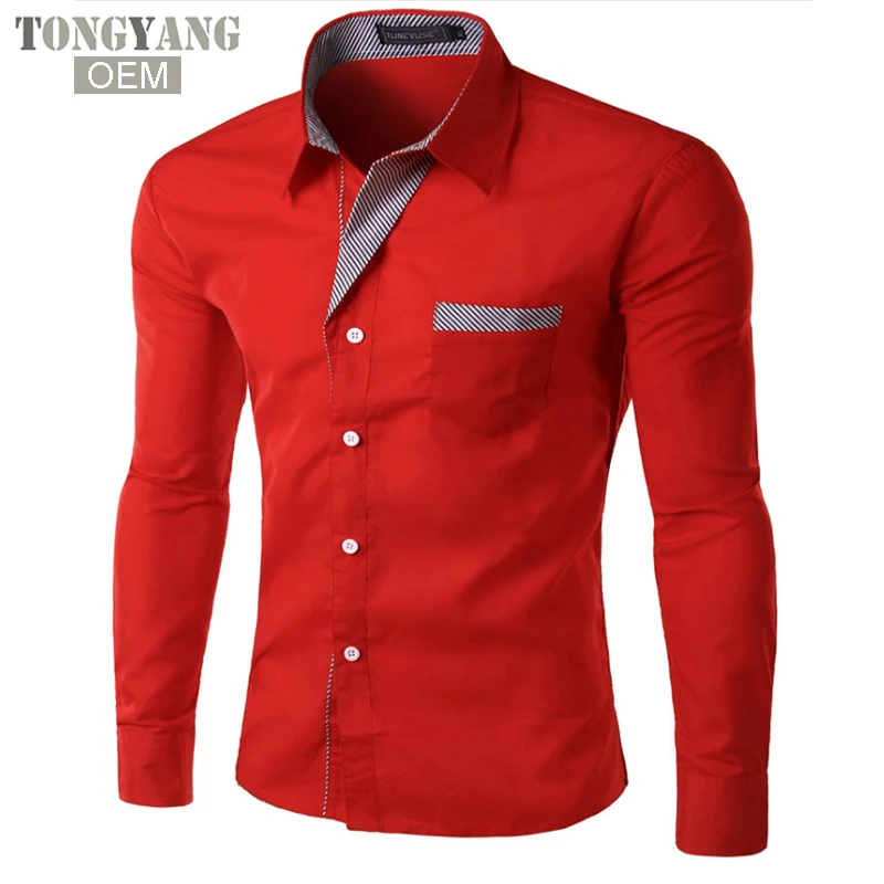 TONGYANG Camisa Masculina Long Sleeve - Korean Slim Design