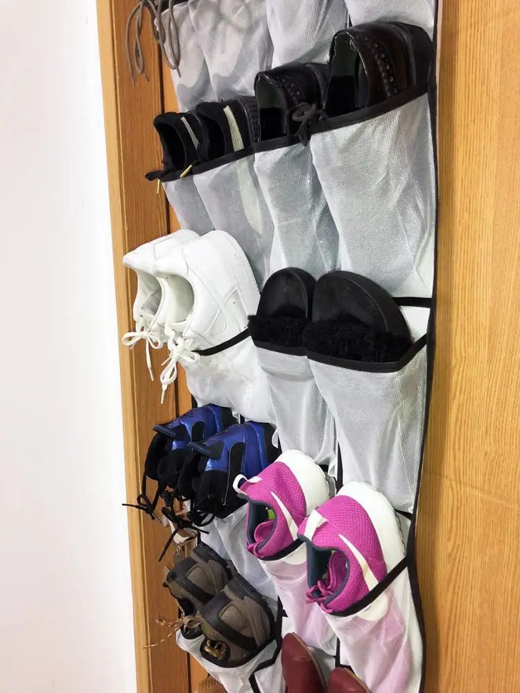 Foldable Oxford Over the Door Storage Bag Waterproof Hanging Cloest Shoe Organizer Corner Shelf Organizer Kitchen for 24 Pockets