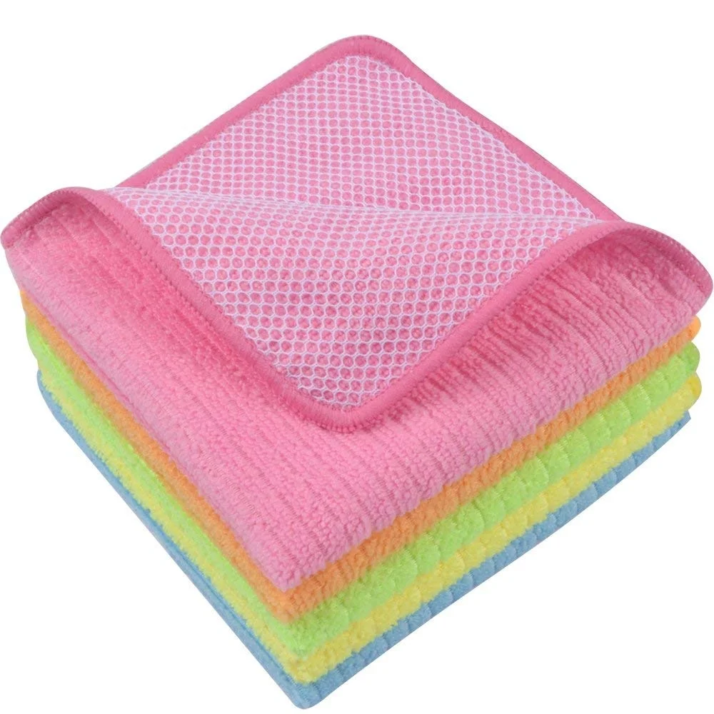 3PCS microfiber cloth for washing dishes kitchen towel micro fiber towels  Kitchen dishcloth with nylon net strong cleaning tools