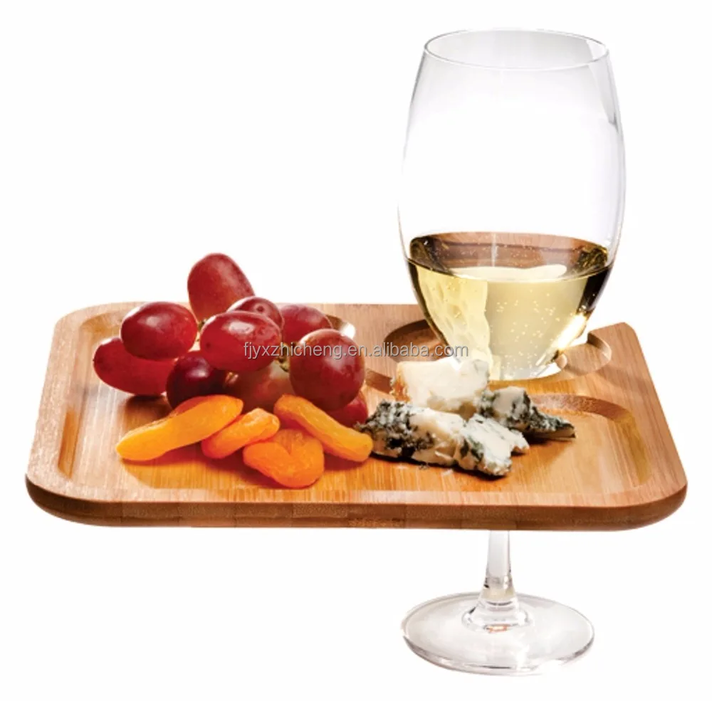 Wholesale Eco-Friendly Square Bamboo Cheese Serving Board Cocktail Plate Wine Appetizer Plates Wine Holder for Home Party
