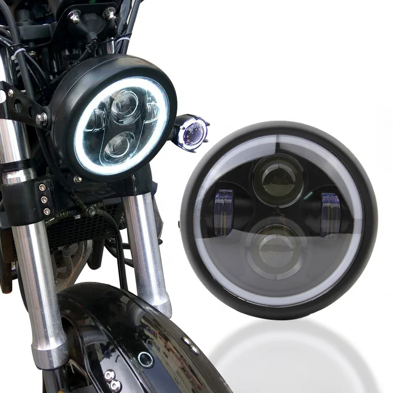 16 см 6,3 дюймов Универсальный мотоцикл ближнего света фар Hi/короче спереди и длиннее сзади) луч для Harley Sportster Cafe Racer Подставка-поплавок для Go крейсера Ангел кольцо
