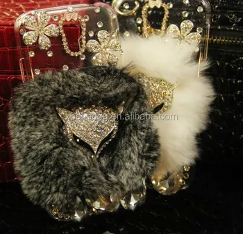 Luxury Diamond case for Samsung Galaxy S3 S4 S5, Bling bling fur cover for iphone , Fox diamond case for Samsung