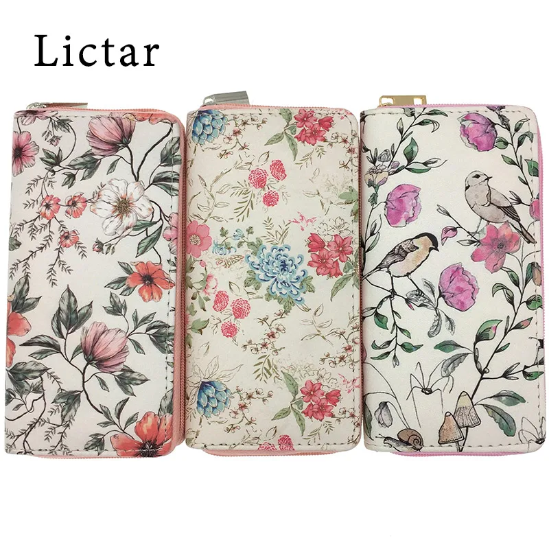 Women Floral PU Leather Wallet Long Clutch Bag