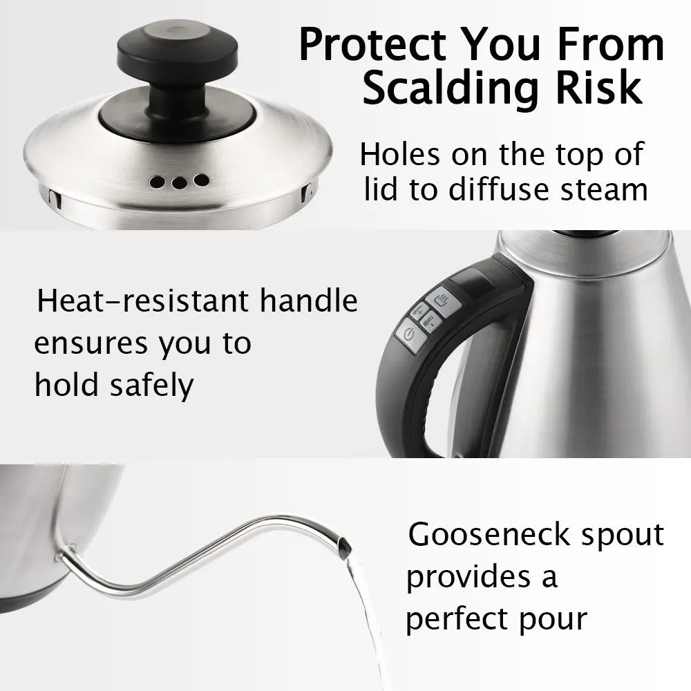 Gooseneck Electric Kettle with Digital Variable Temperature Control Coffee Gooseneck Kettle Keep Warm Electric Gooseneck Kettle