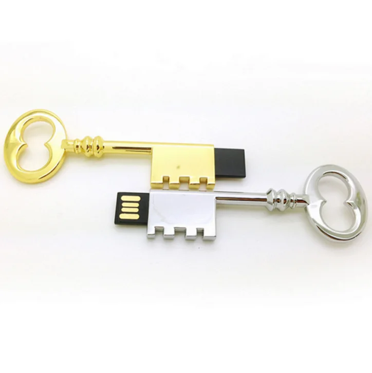 Customized Metal USB 2.0 Flash Drive in Key Shape 8GB to 128GB Memory Stick New Stock
