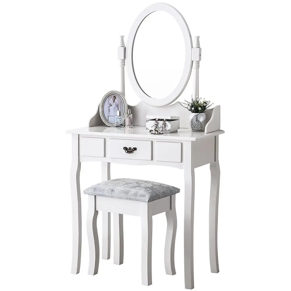 White Dressing Table With Mirror And Stool Makeup Vanity Table Bedroom Furniture Buy Wood Dressing Table Mirror